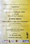 Concerto 'Messa in fa a tre voci dissimili' di Angelo Balladori